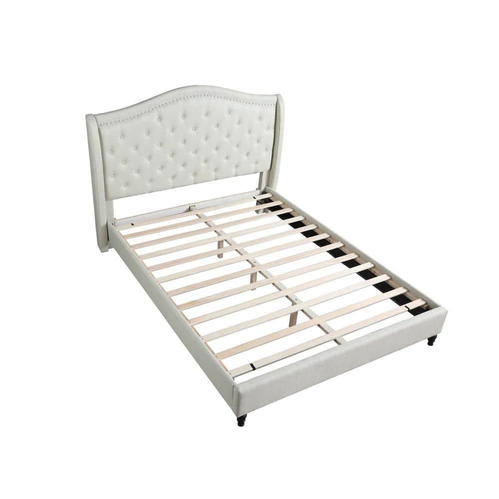 Best Master Furniture  Myrick Upholstered Tufted Platform King Bed, Beige