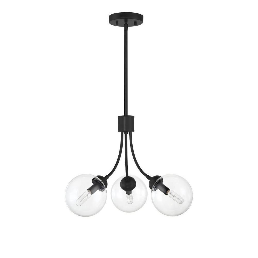 Moonrise 3 Light Metal Dimmable Globe Chandelier