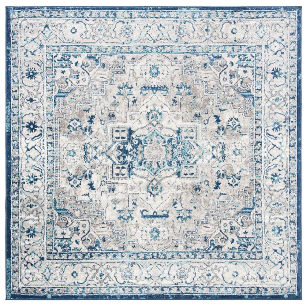 Brentwood BNT851 Power Loomed Indoor Area Rug - Light Grey/Blue - 5'x5' - Safavieh