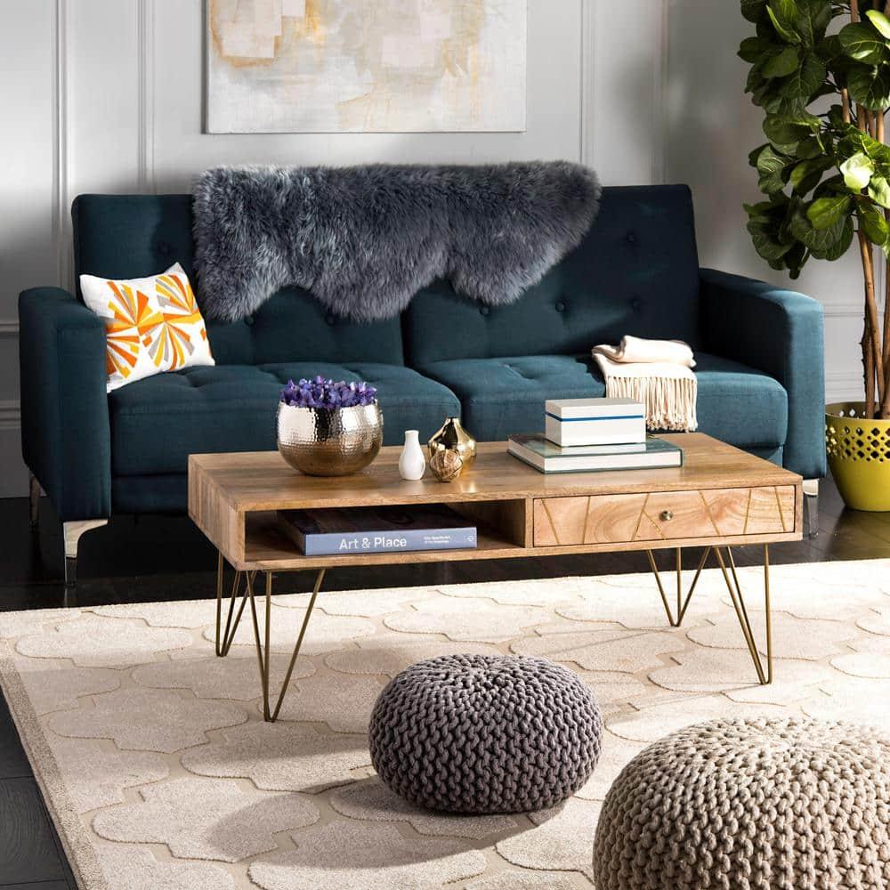 Marigold Coffee Table - Natural/Brass - Safavieh