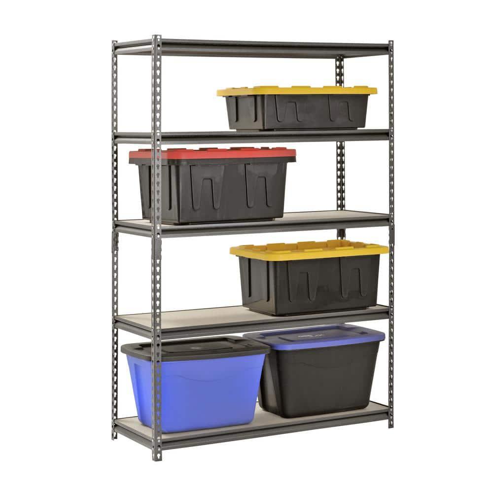 Muscle Rack 5- Shelf Metal Garage Storage Shelving Unit In Sliver Vein (48"W x 24"D x 72"H