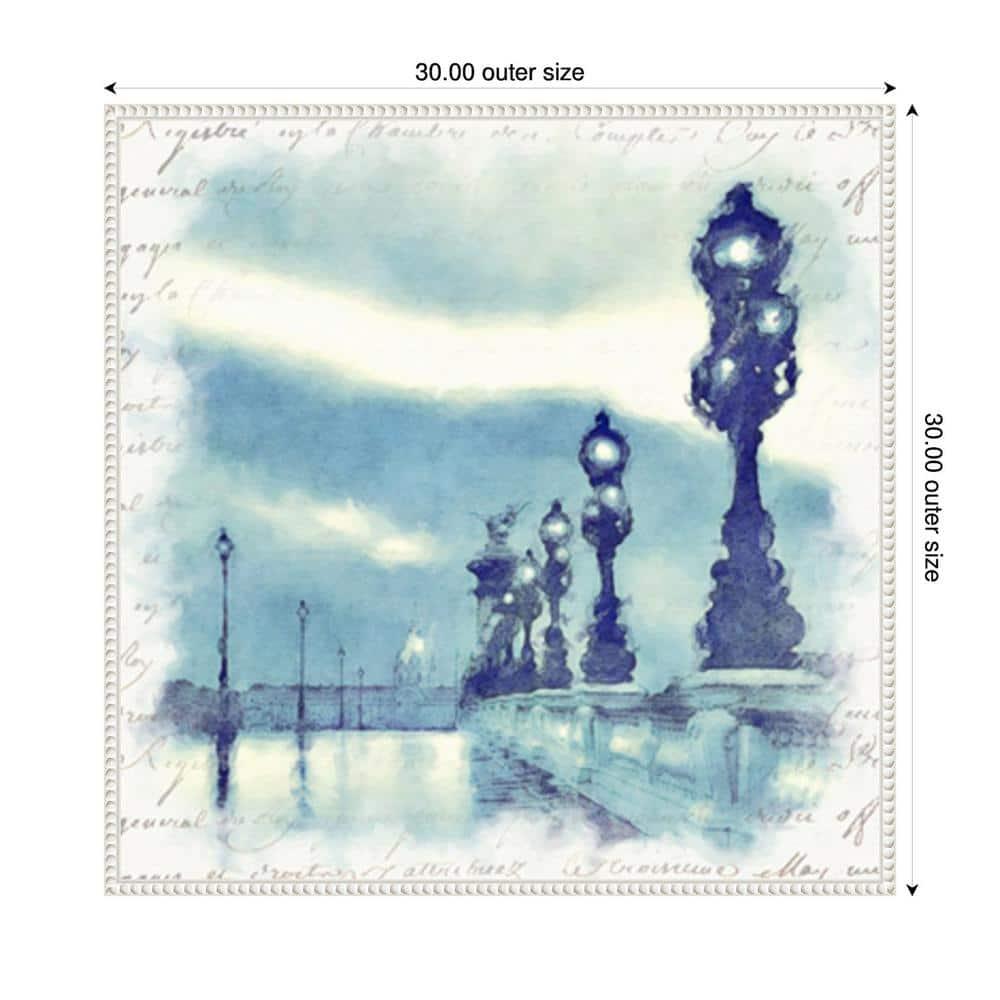 Amanti Art 30"x30" Paris in Blue II by Noah Bay Framed Canvas Wall Art Print