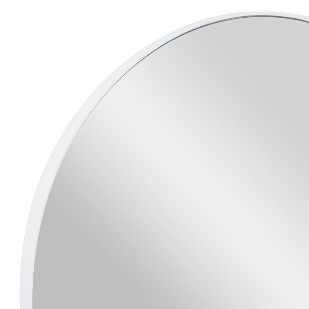 24 in. x 24 in. Simplistic Round Framed White Wall Mirror with Thin Minimalistic Frame