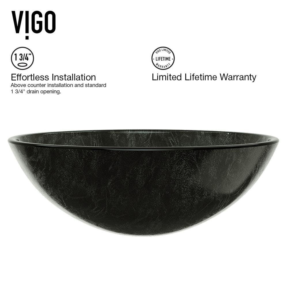 Giovanni Glass 17" L 17" W 6" H Round Vessel Bathroom Sink
