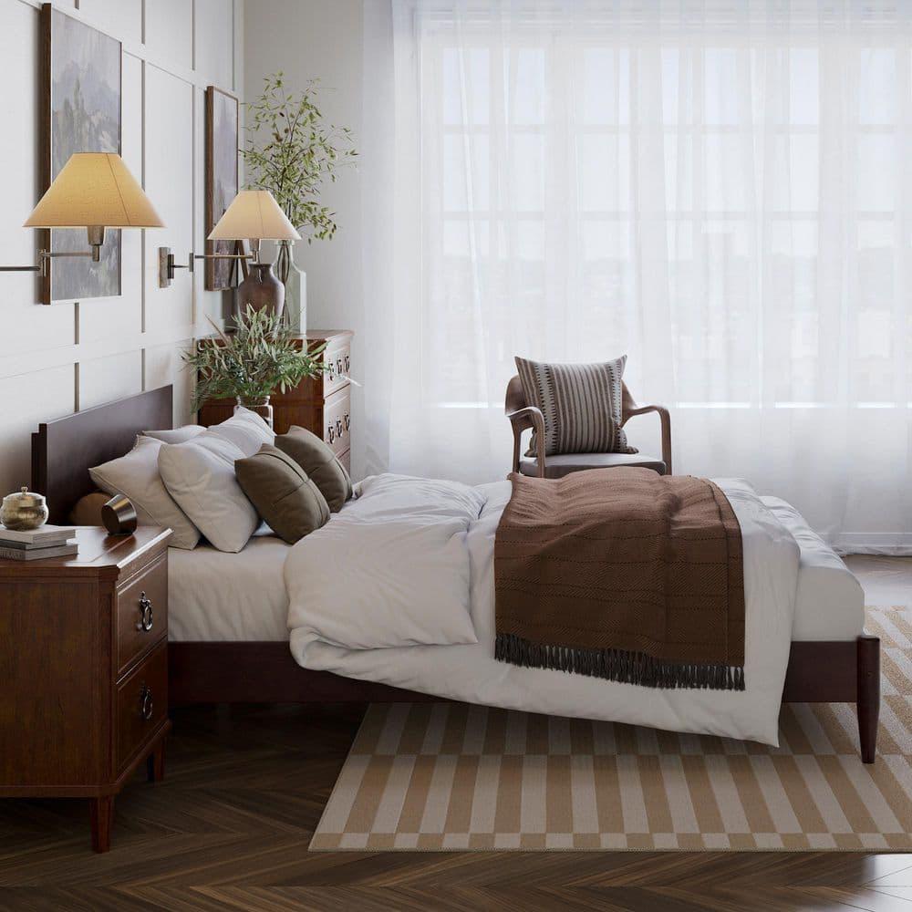 AFI Aria Queen Modern Solid Wood Low Profile Platform Bed, Espresso