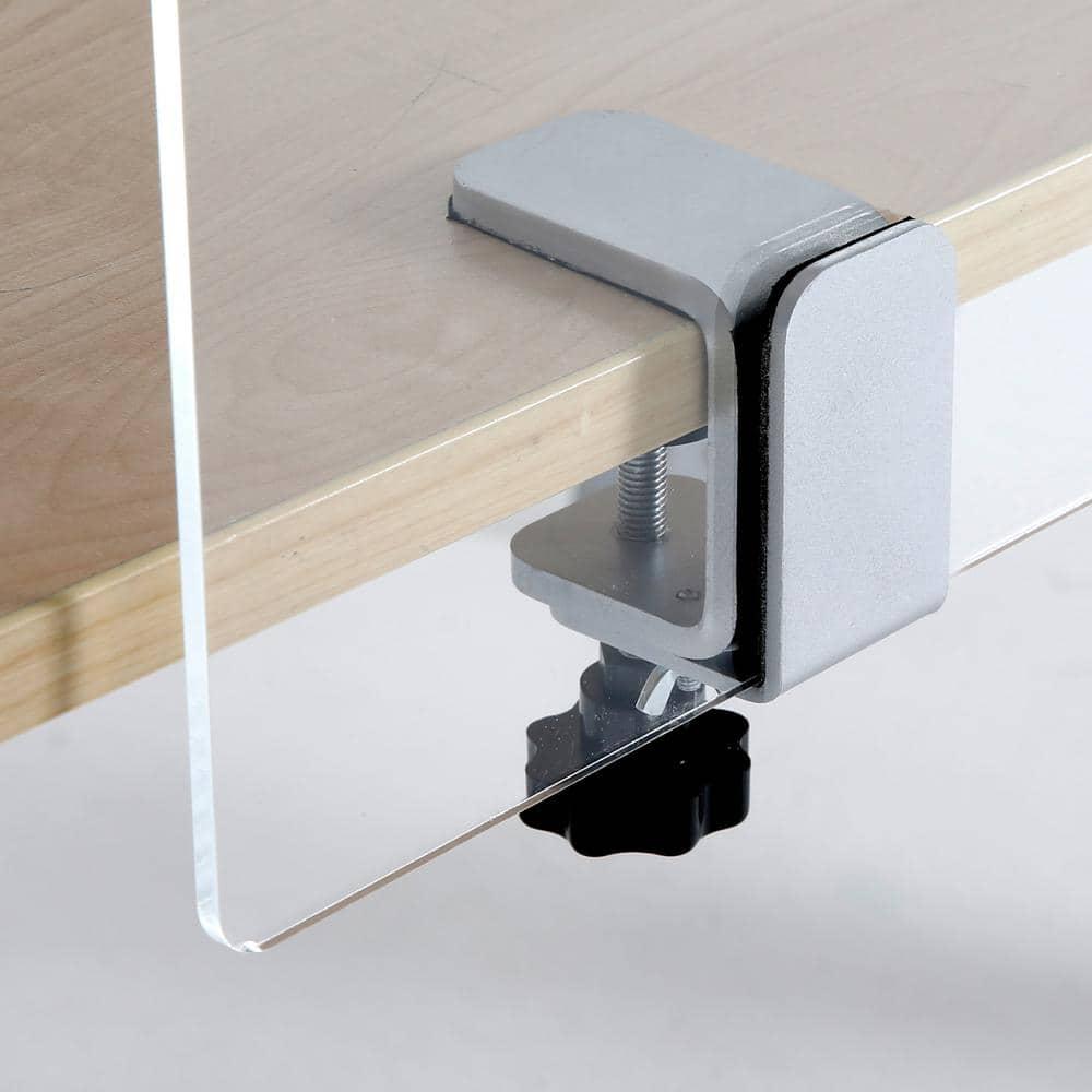 Clear Acrylic Floor Standing Sneeze Guard with Metal Clamps