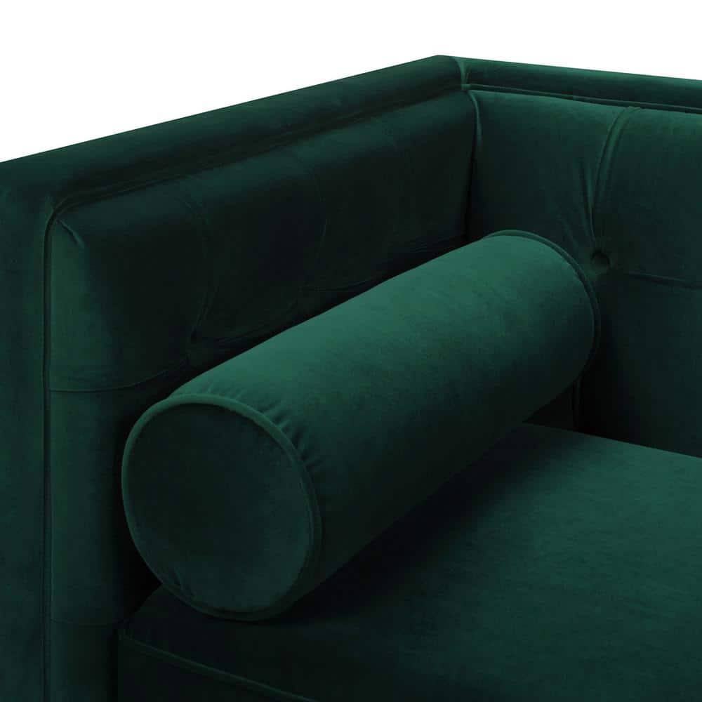 Jack 84" Velvet Tufted Tuxedo Sofa Double Cushion in Evergreen
