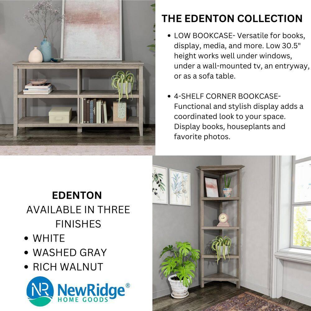 NewRidge 4-Tier Corner Wooden Bookcase Washed Grey