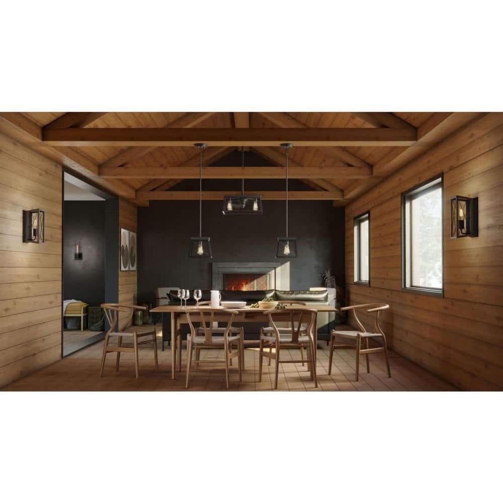 Progress Lighting Briarwood 1-Light Mini-Pendant, Steel, Textured Black, Faux-Painted Wood Enclosure