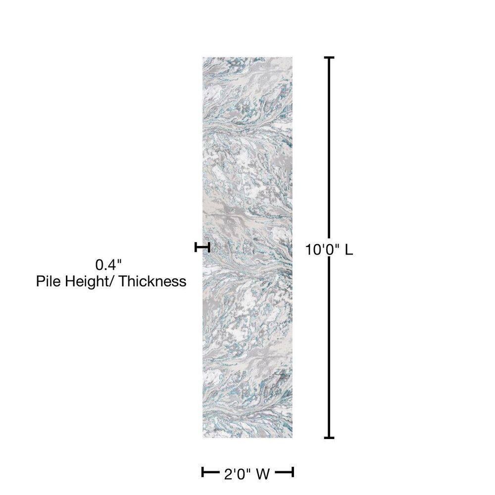 2'x10' Swirl Marbled Abstract Runner Rug, Gray/Turquoise - JONATHAN Y
