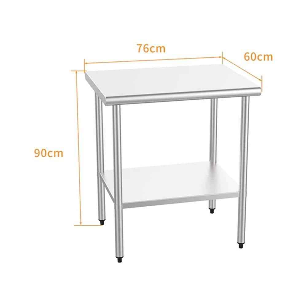 ROVSUN 30'' x 24'' Stainless Steel Table for Prep & Work, Metal Table with Undershelf for Kitchen Restaurant, Home