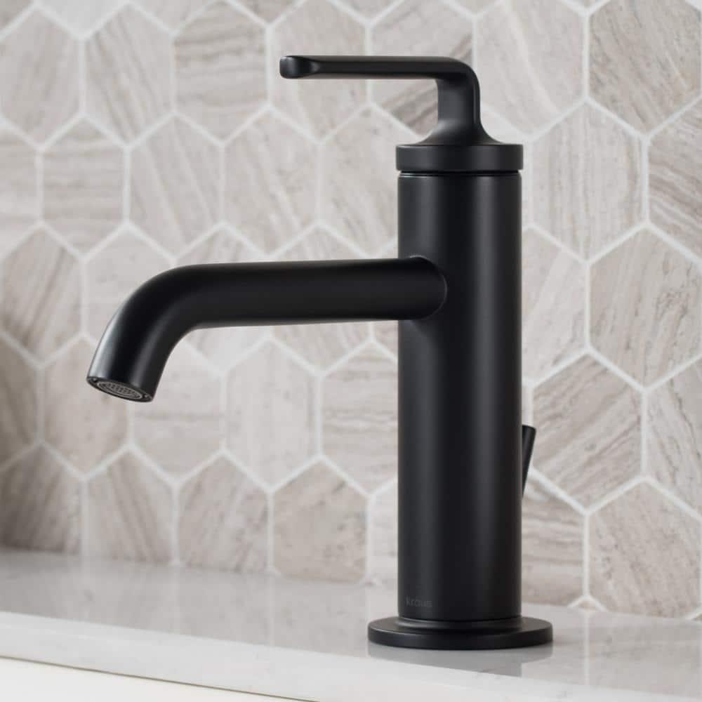 KRAUS Ramus Single Handle Bathroom Sink Faucet with Lift Rod Drain