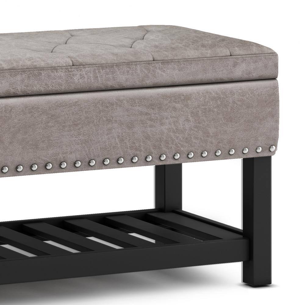 Simpli Home Lomond 44"W Tufted Ottoman Bench with Solid Wood Frame