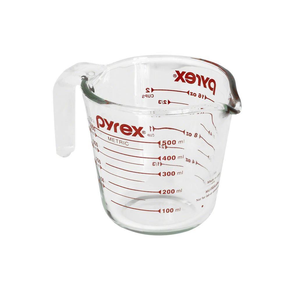 Pyrex Glass Measuring Cup, includes 2-Cup Measuring Cup with Red Graphics