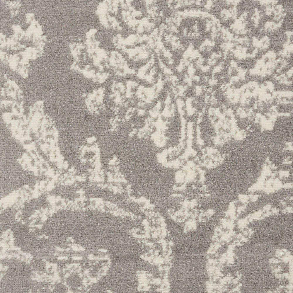 Nourison Jubilant 7'10" x 9'10" (8' x 10') Grey Area Rug Farmhouse Vintage Damask by Nourison