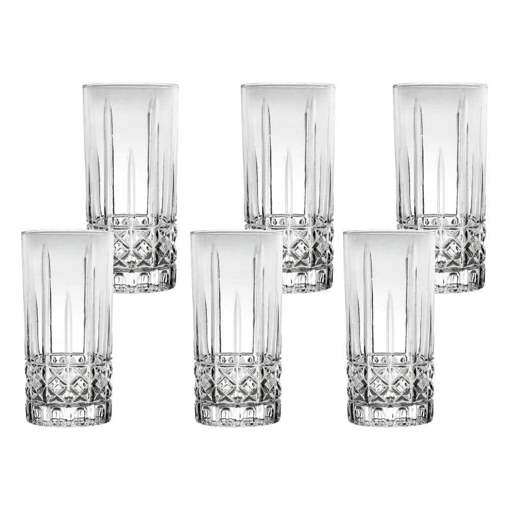 Lorren Home Trends Lorren Home Trends Tall 12 Ounce Drinking Glass-Textured Cut Glass (Set of 6)