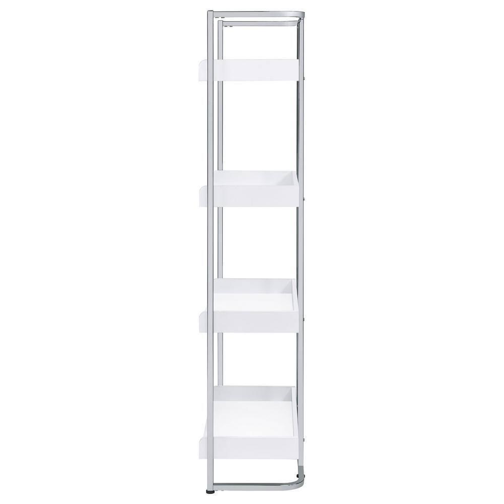 67.5" Ember 4 Shelf Bookcase White High Gloss - Coaster: Laminated, Modern Style, Includes Anti-Tip Hardware