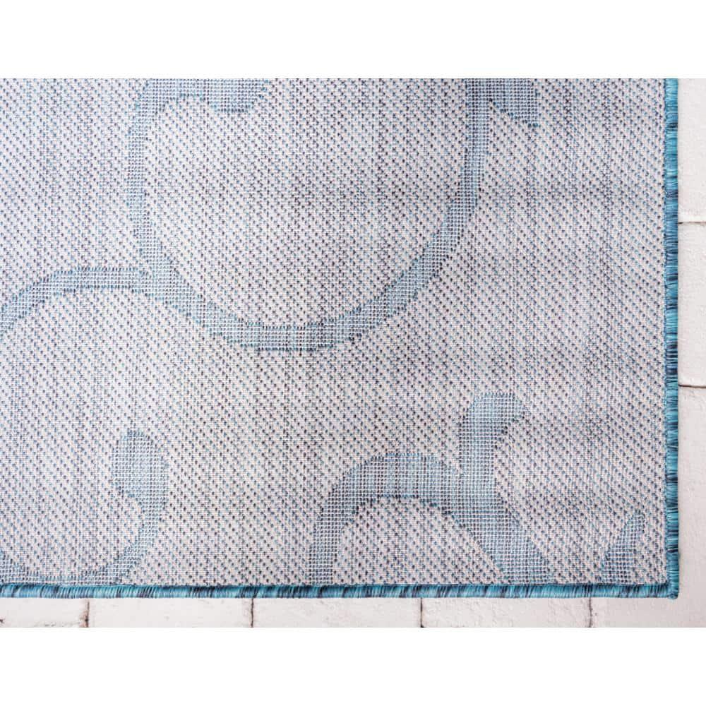 Unique Loom 6' 1 x 9' 0 Rectangle Indoor/Outdoor Botanical Teal Area Rug