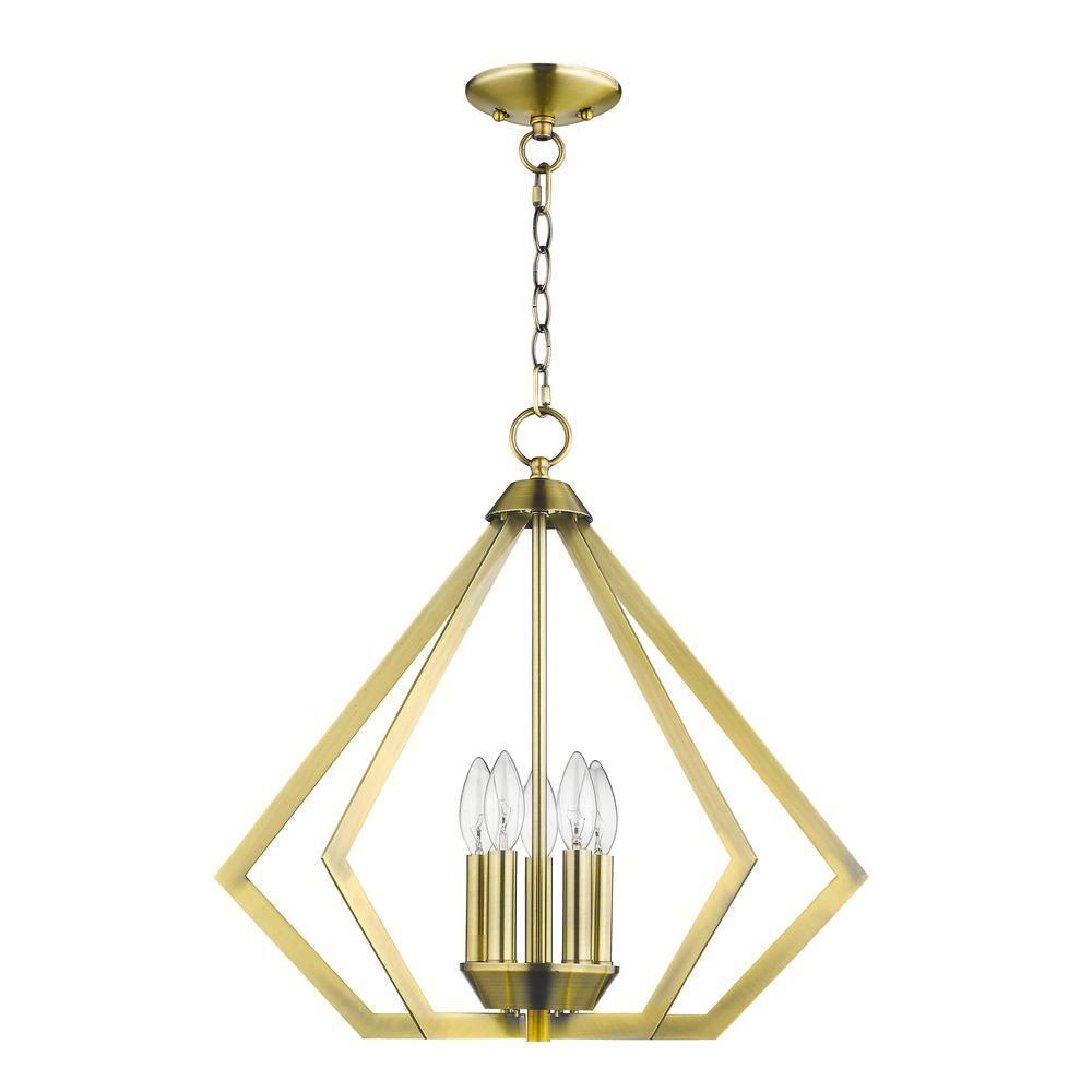 Livex Lighting Prism 5 - Light Chandelier in  Antique Brass