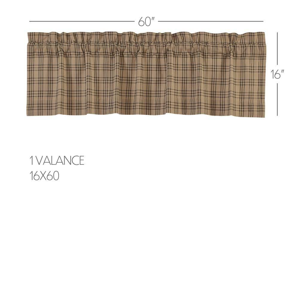 Sawyer Mill Charcoal Plaid Cotton Rod Pocket Valance, 16x60 Inches