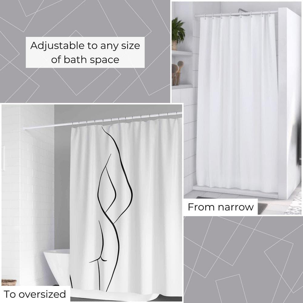 Evideco French Home Goods Adjustable White Shower Curtain Rod, Tension Design for Quick Installation, Extendable Length 41.3 to 98.4 Inches