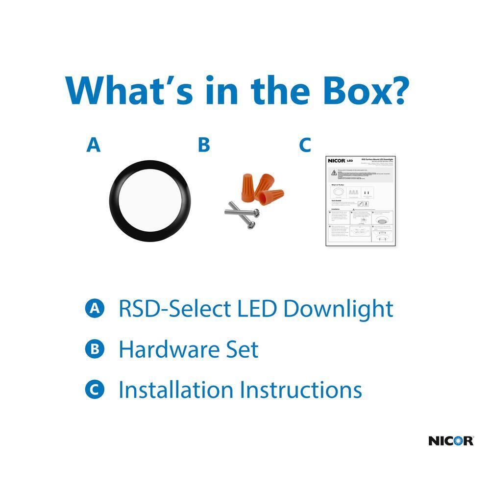RSD 4-inch Selectable LED Round Surface Mount Downlight - Black Finish