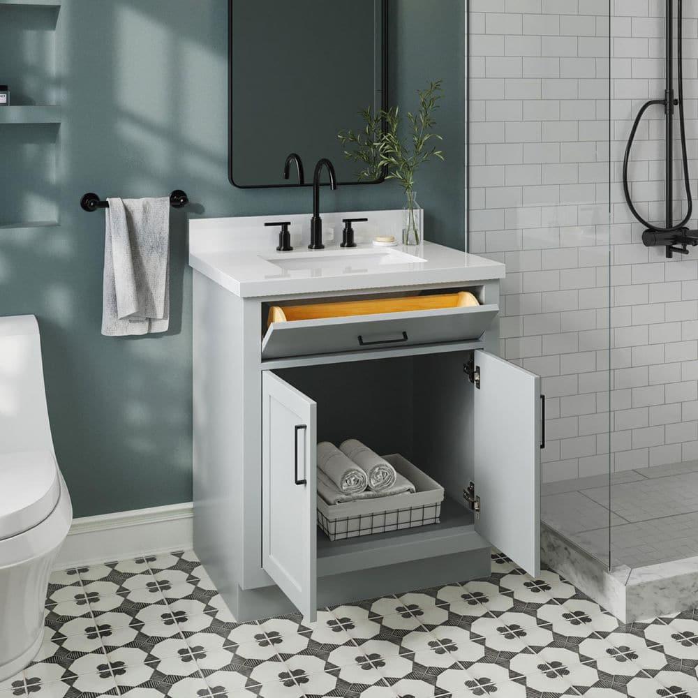 Tidworth 30.25'' Single Bathroom Vanity with Carrara Quartz Top