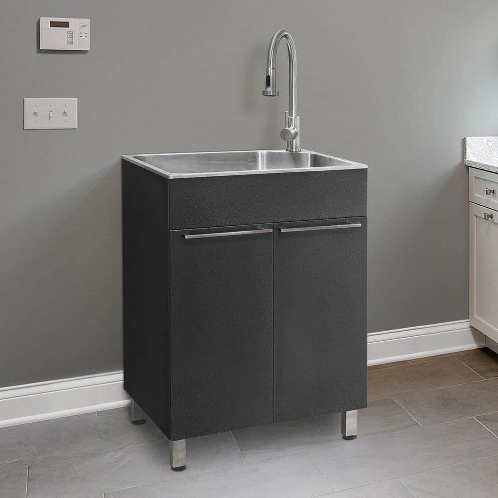 All-In-One 24.1" L x 21.3" W Free Standing Laundry Sink with Faucet