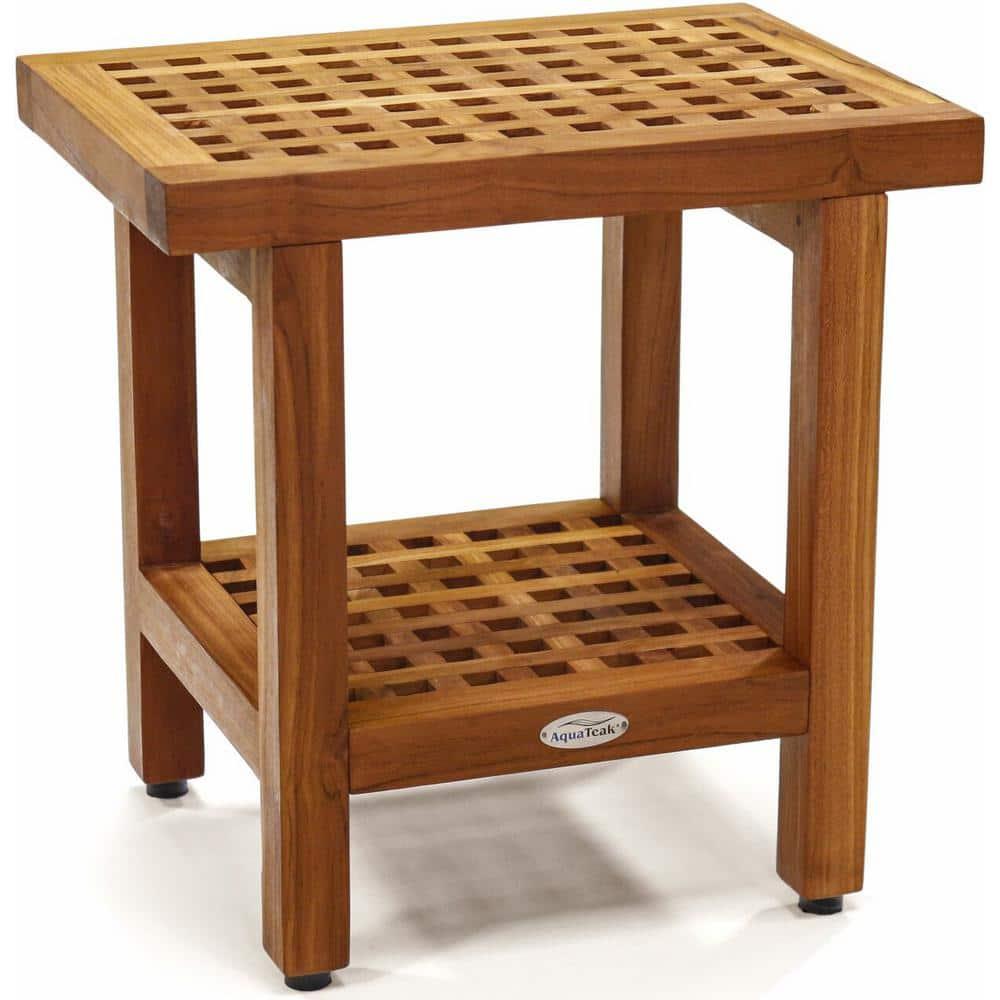 Aqua Teak Grate 12.75'' W Teak Shower Bench