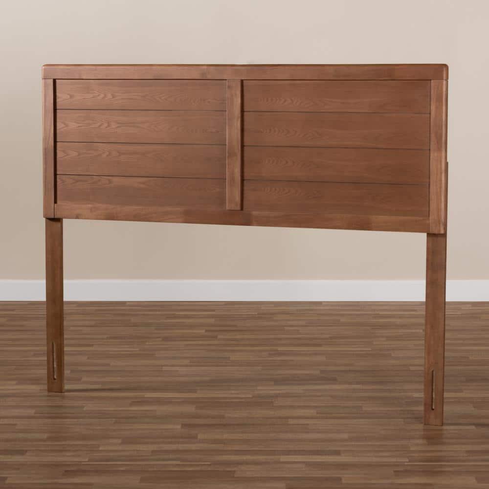 Baxton Studio Queen Seren Walnut Finished Wood Headboard Brown: Rubberwood Frame, No Box Spring Needed