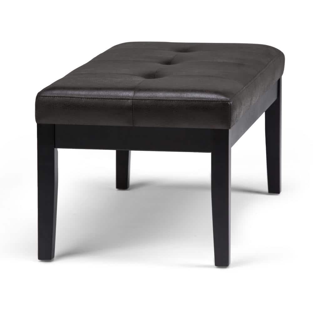 Simpli Home Lacey 41"W Tufted Ottoman Bench with Solid Wood Frame