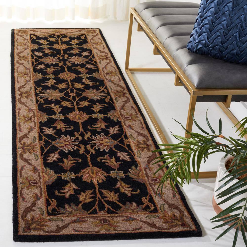 Heritage HG628 Hand Tufted Runner Rug - Black/Beige - 2'3"x10' - Safavieh.