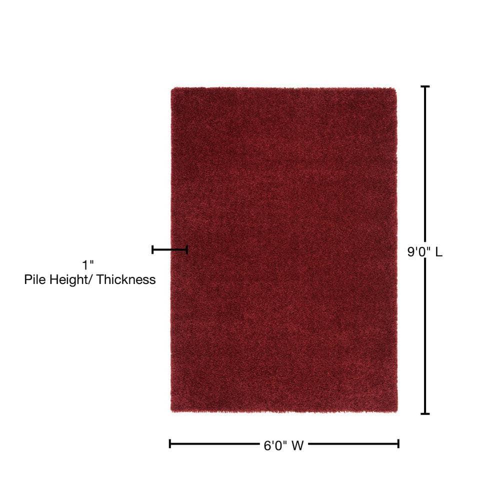 August Shag 900 AUG900 Power Loomed Indoor Area Rug - Burgundy - 6'x9' - Safavieh