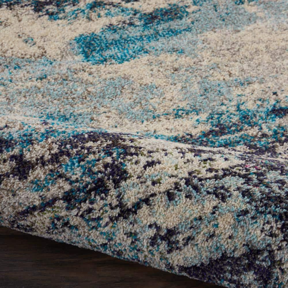 Nourison Celestial CES02 Indoor only Area Rug - Ivory/Teal Blue 9' x 12'