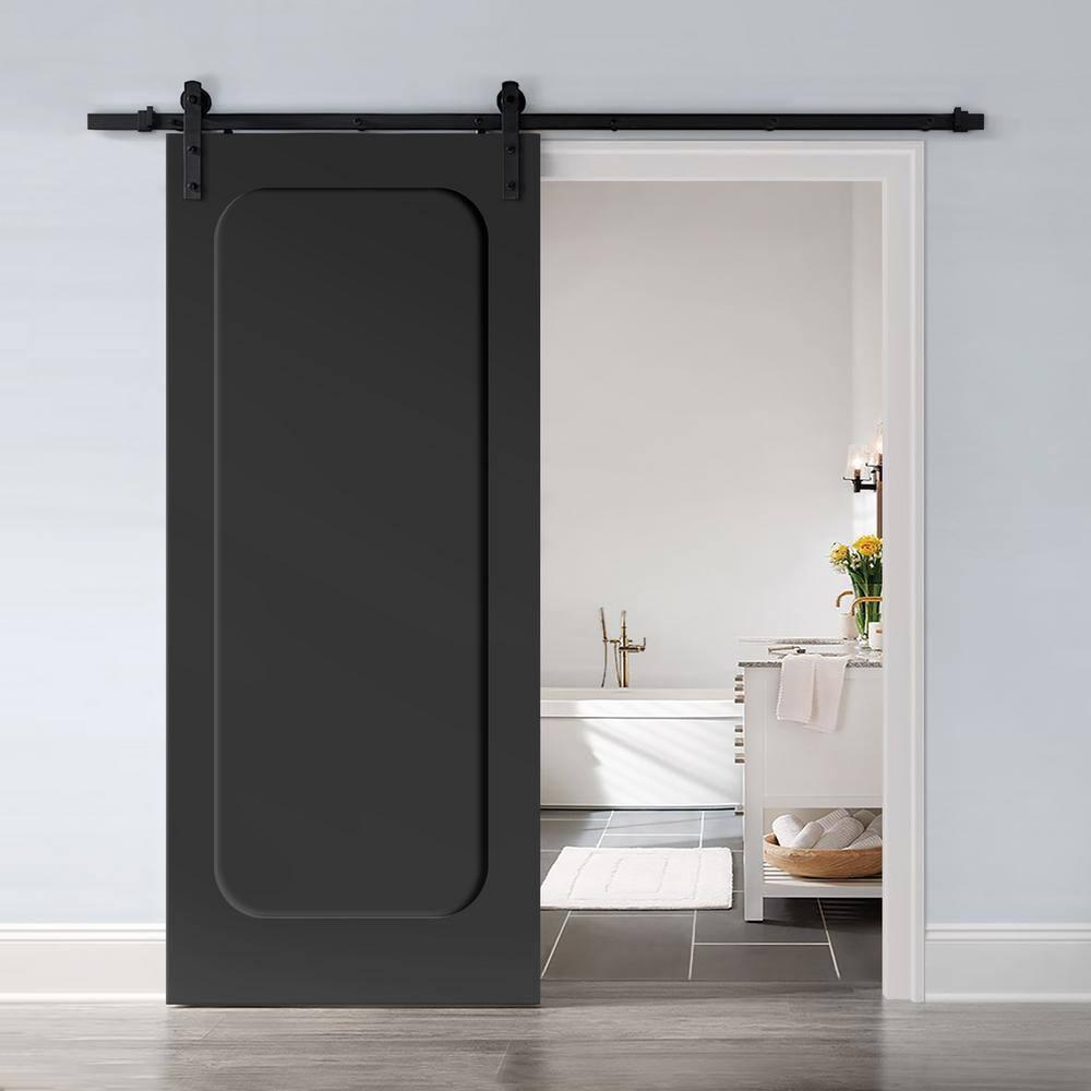 Calhome Curved 1 Panel Shaker Painted Composite Modern Interior Sliding Barn Door with Hardware Kit