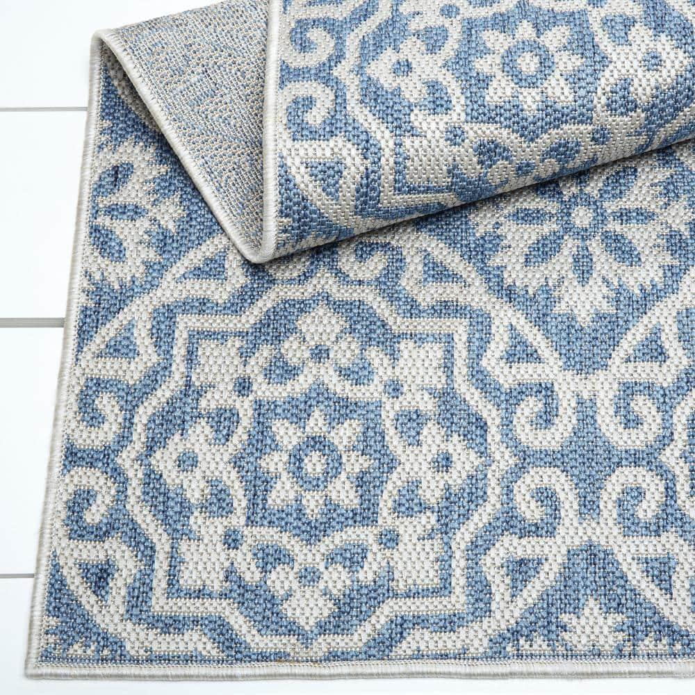 Nicole Miller New York Patio Country Danica Geometric Indoor/Outdoor Area Rug, Blue/Gray