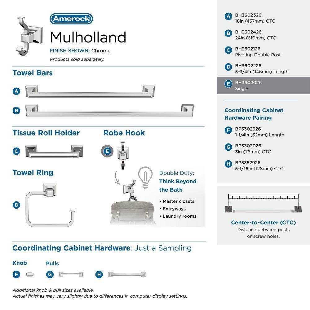 Amerock Mulholland Chrome Single Prong Robe Hook