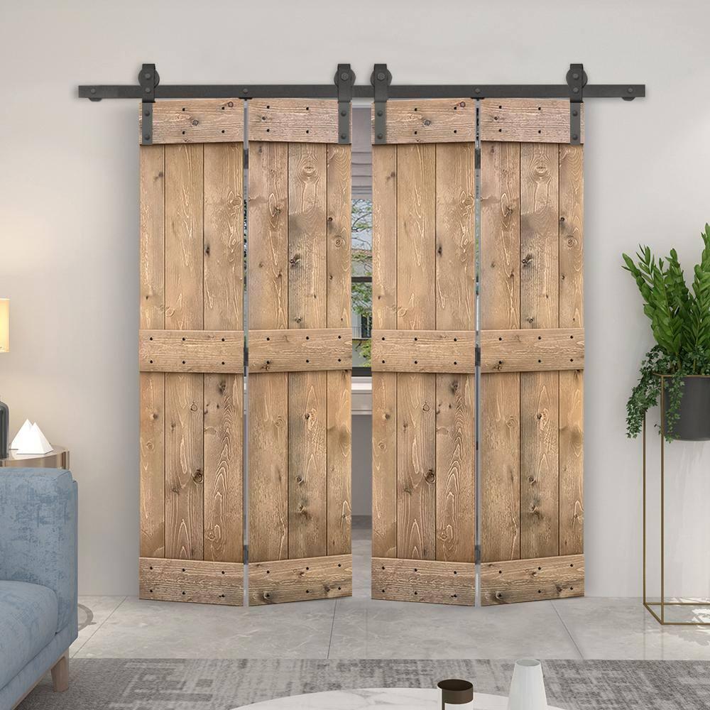 Calhome 84'' Solid Wood Barn Doors Painted Bi-Fold Door