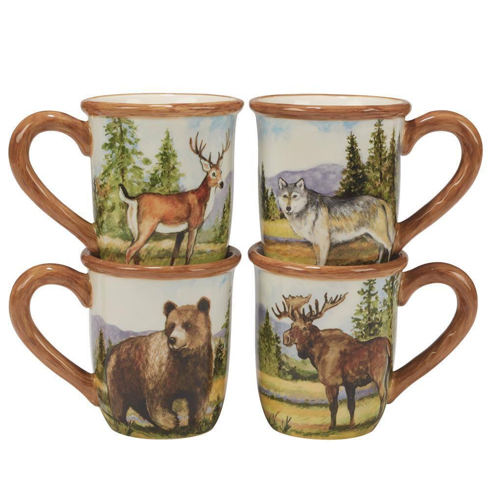 Rustic Wildlife Ceramic 16-Piece Dinnerware Set in Multicolor