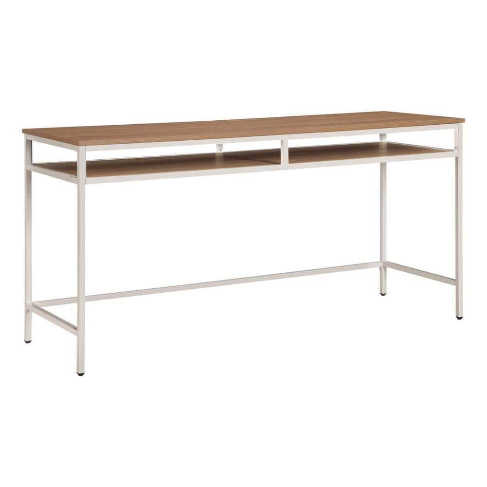 60" Writing Desk in Wood Taupe Frame and Brown Oak Top  Finish KD