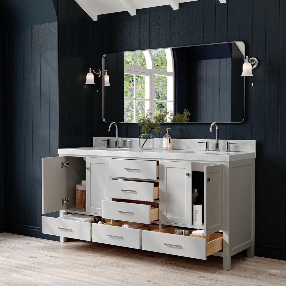 Cambridge Double Bathroom Vanity with Carrara Marble Top