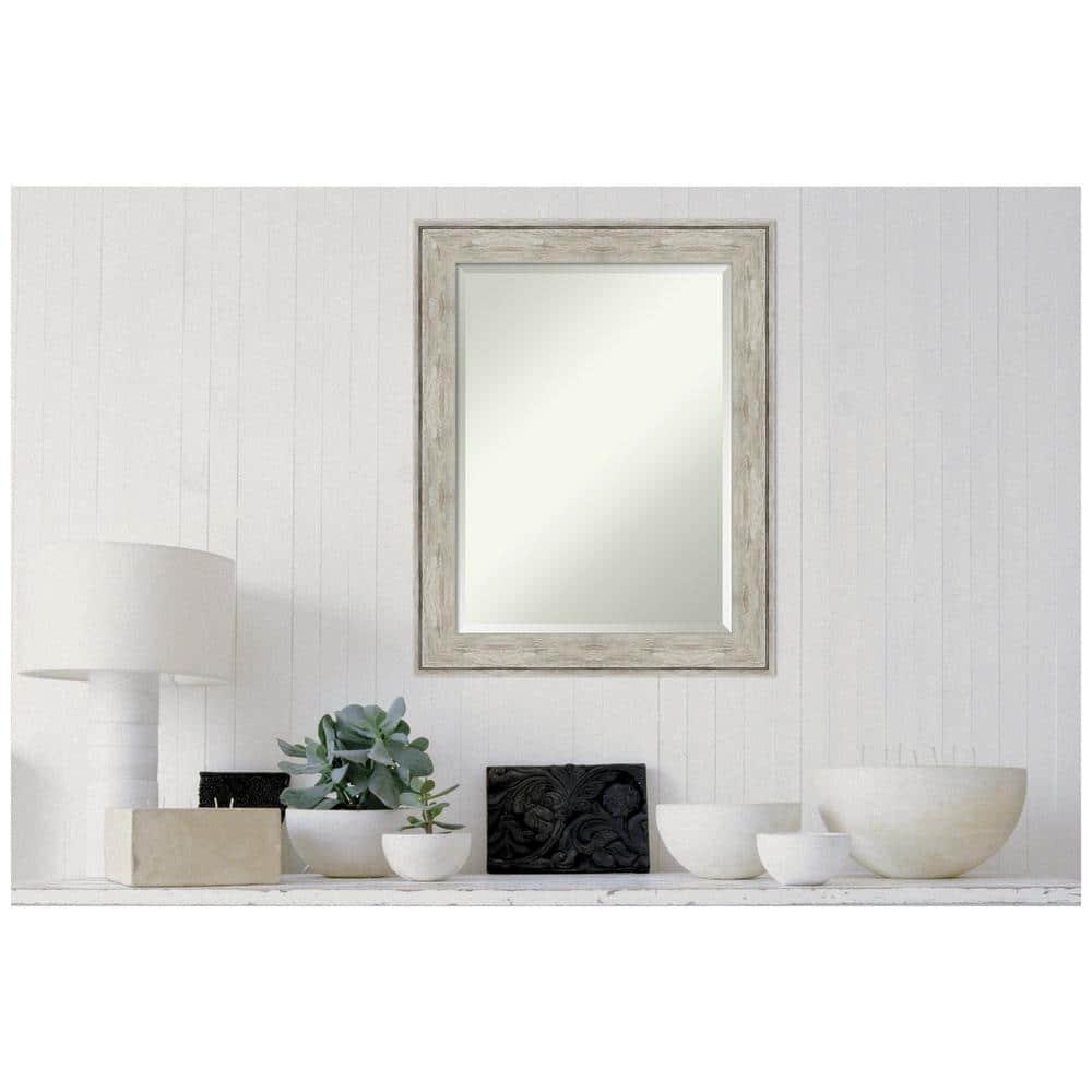 23" x 29" Crackled Framed Bathroom Vanity Wall Mirror Metallic - Amanti Art: Modern Rectangle, Beveled Glass, Wall Mount