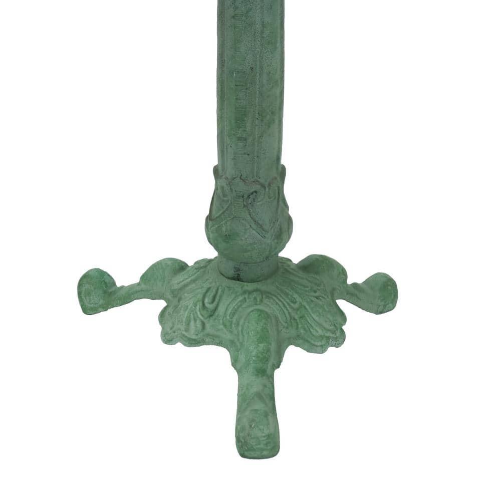 SunnyDaze Decor Autumnal Leaf Freestanding Cast Aluminum Outdoor Bird Bath - Green Patina