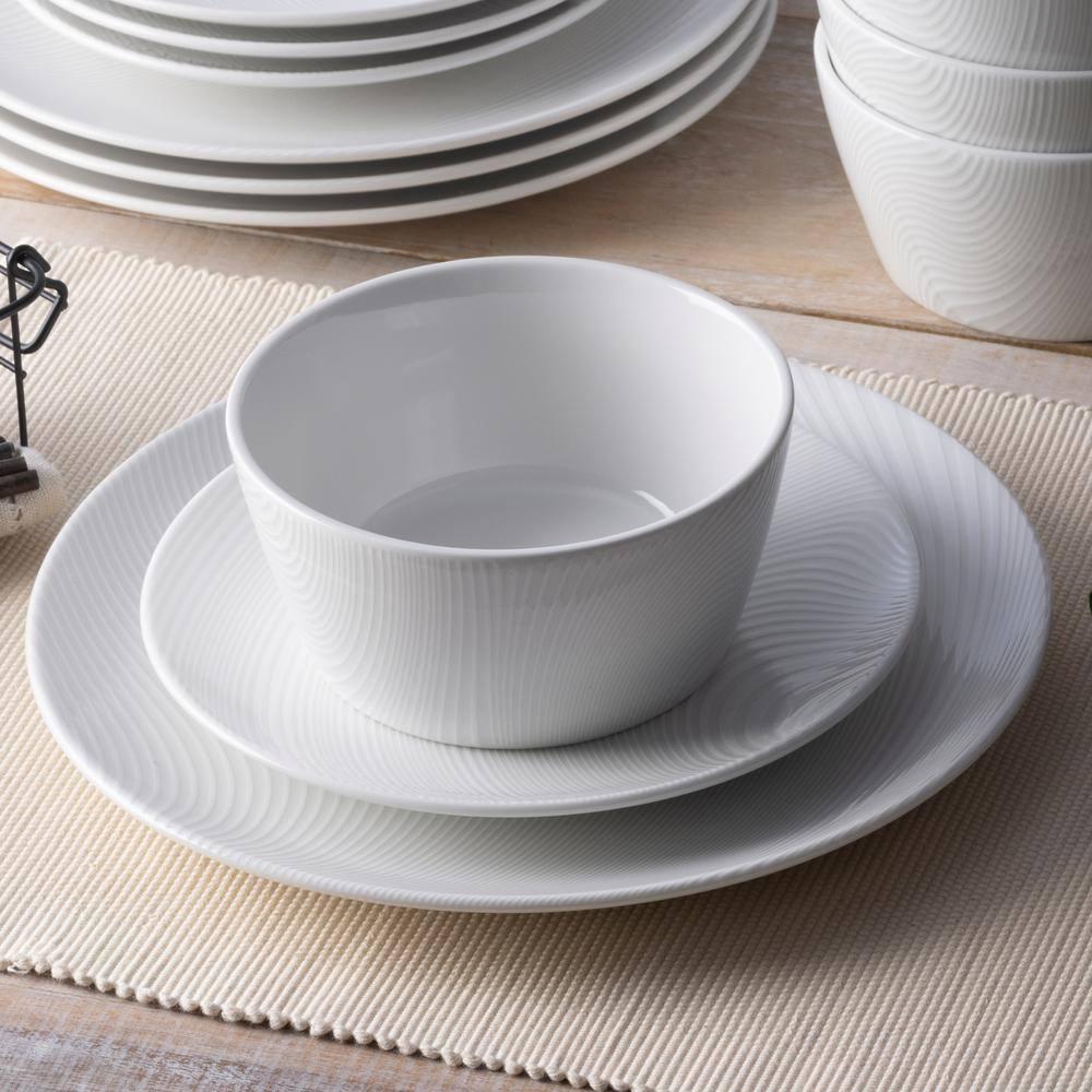 Noritake Colorscapes White-on-White Dune Coupe Dinner Plates, 11"