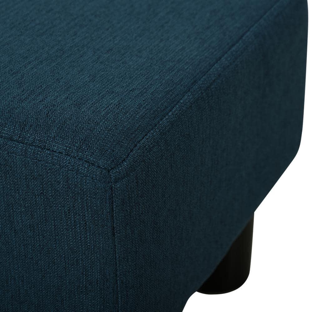 HOMCOM 16” Cube Modern Linen Fabric Pouf Footrest Ottoman - Dark Blue