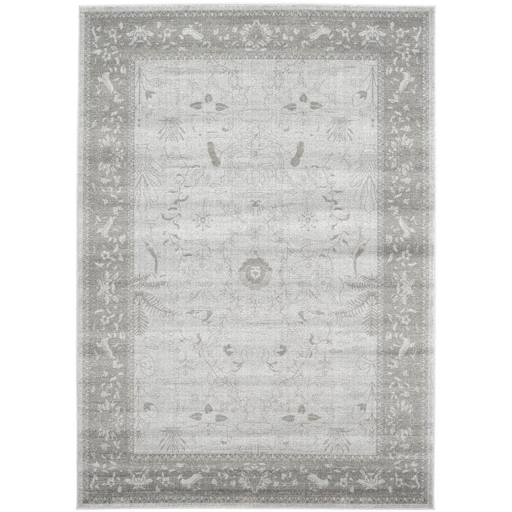 Unique Loom 7' 1 x 10' 0 Light Gray La Jolla Floral Area Rug