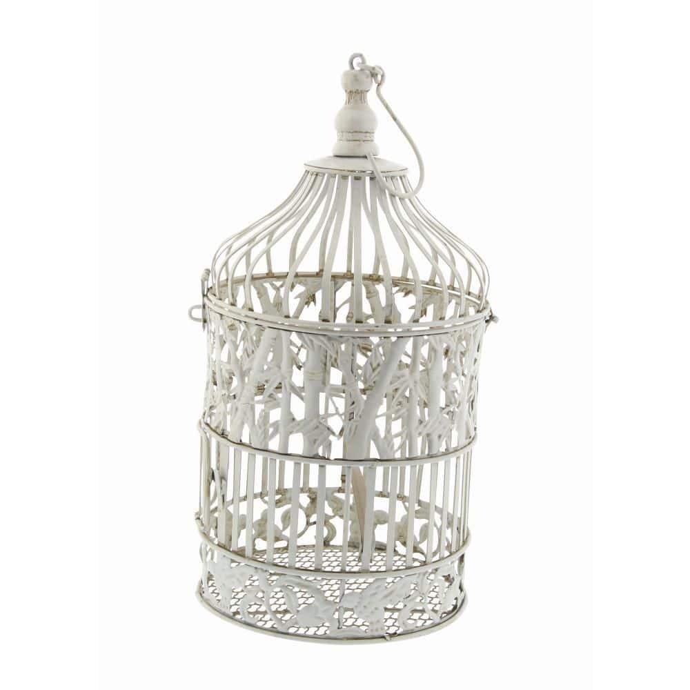 15"H Iron Bird House - White - Olivia & May: Frostproof, Freestanding Outdoor Garden Decor, No Assembly Required