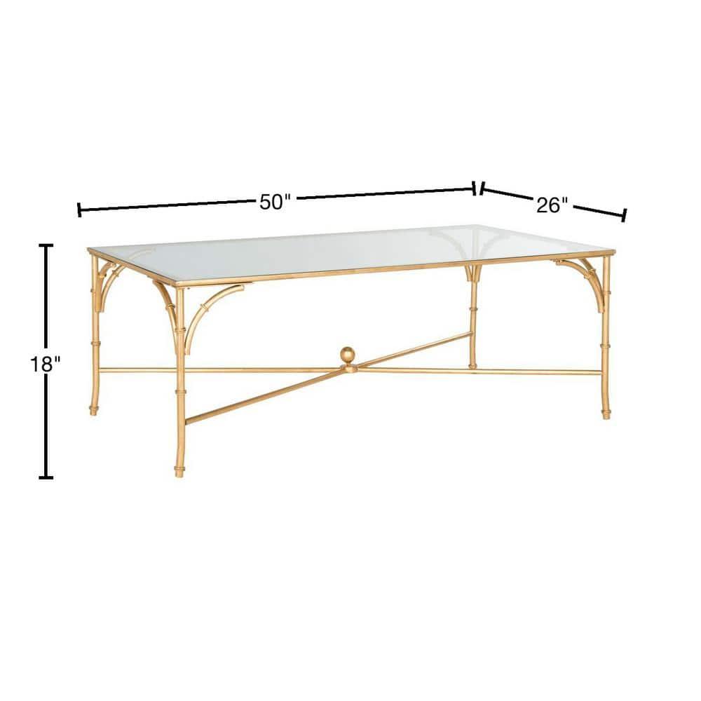 Maurice Gold Gilt Iron and Tempered Glass Rectangular Coffee Table