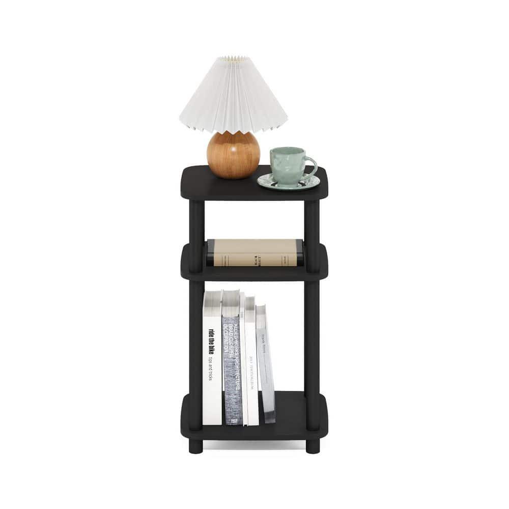 11087AM-BK 11087 Just 3-Tier No Tools Tube End Table, Americano & Black - 13.4 x 11.5 x 22.8 in.