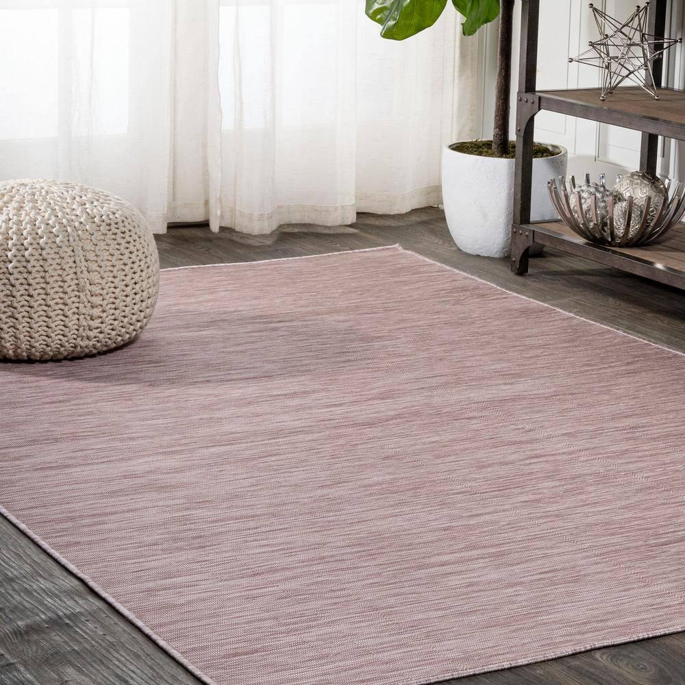 9'x12' Ethan Modern Flatweave Solid  Area Rug, Pink - JONATHAN Y